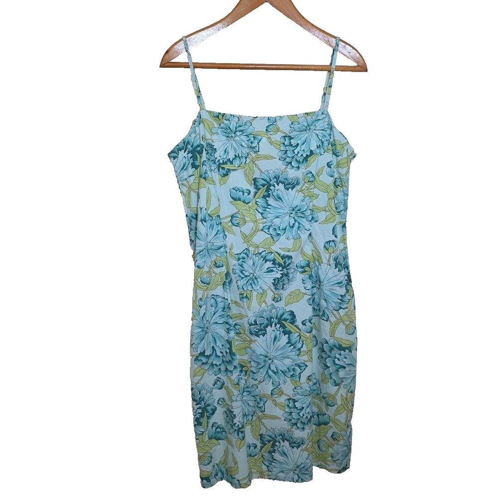 The Limited Dress Blue Floral Spaghetti Strap Tailored Chic Summer Sun Beach 14